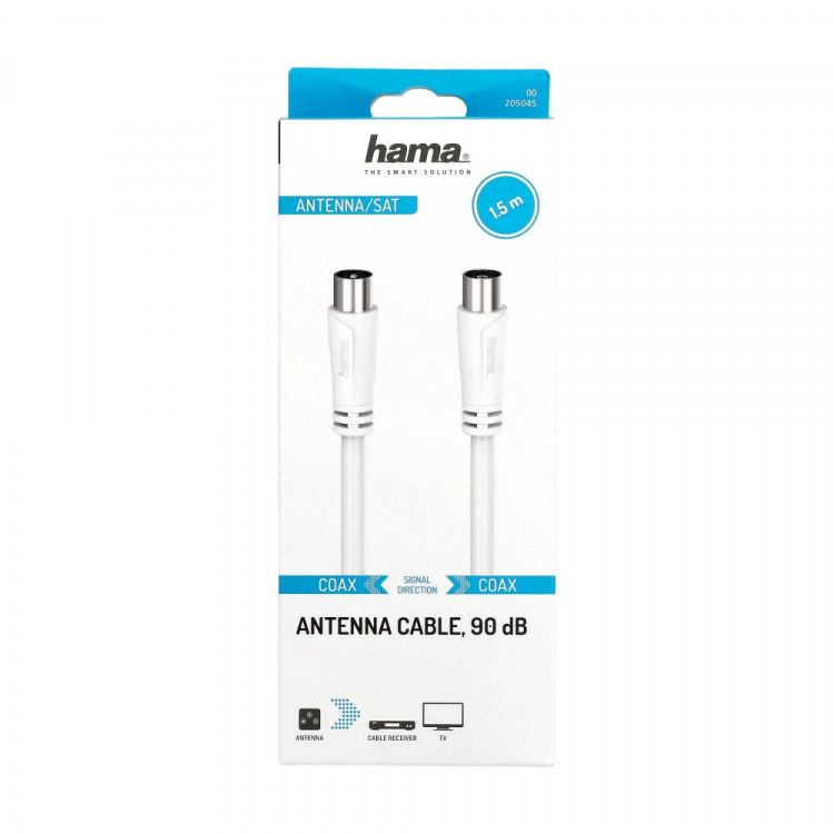 Hama Antennekabel 90dB 1,5m Hvid