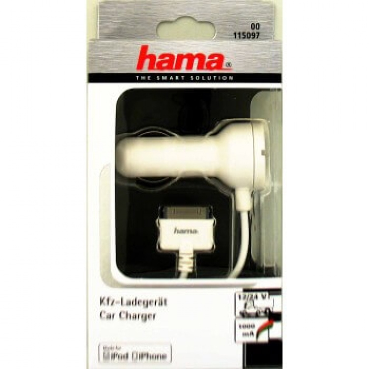 Hama Lader 12/24V 30-pin iPhone 3G/3G S/4/4S og iPod MFI