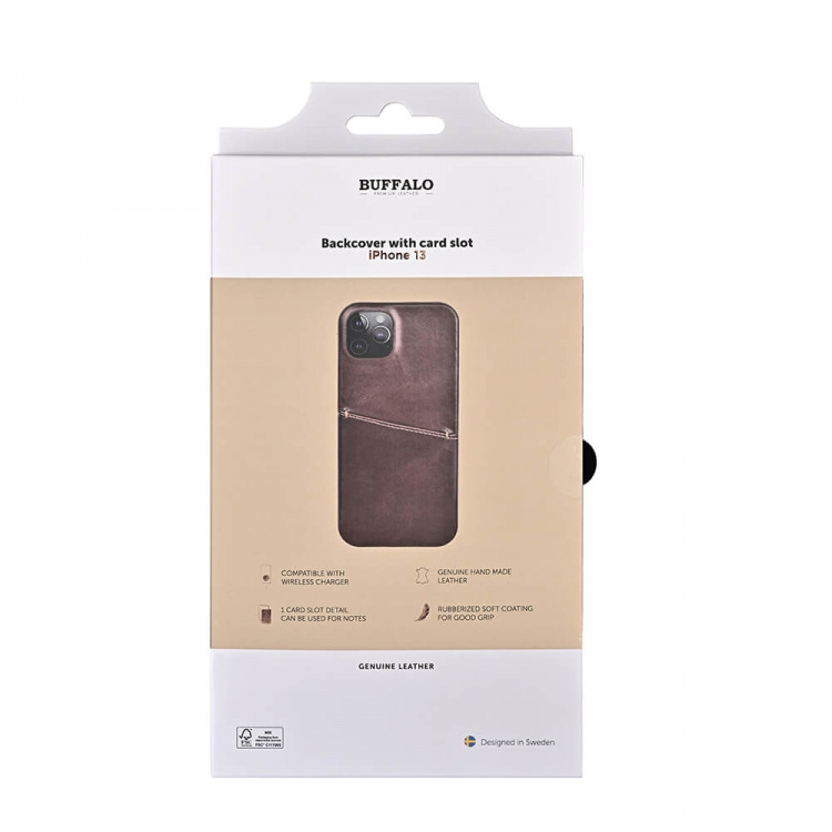 Buffalo Mobilcover Læder Brun - iPhone 13 Buffalo Mobilcover Læder Brun - iPhone 13