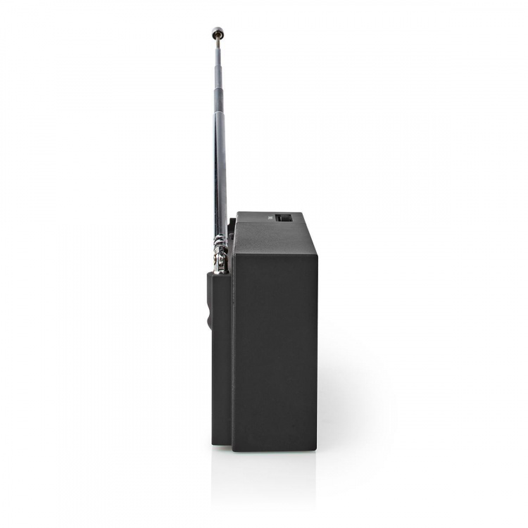 Nedis FM-radio | Bærbart design | AM / FM | Batteri | Analog | 1.5 W | Sort hvid skærm | Hovedtelefonudgang | IP20 | Sort
