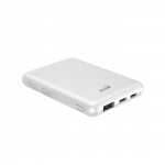 Gear Powerbank 5000mAh LiPolymer Ultracompact 2A 1xUSB-C 2xUSB-A 1xMicroUSB Hvid