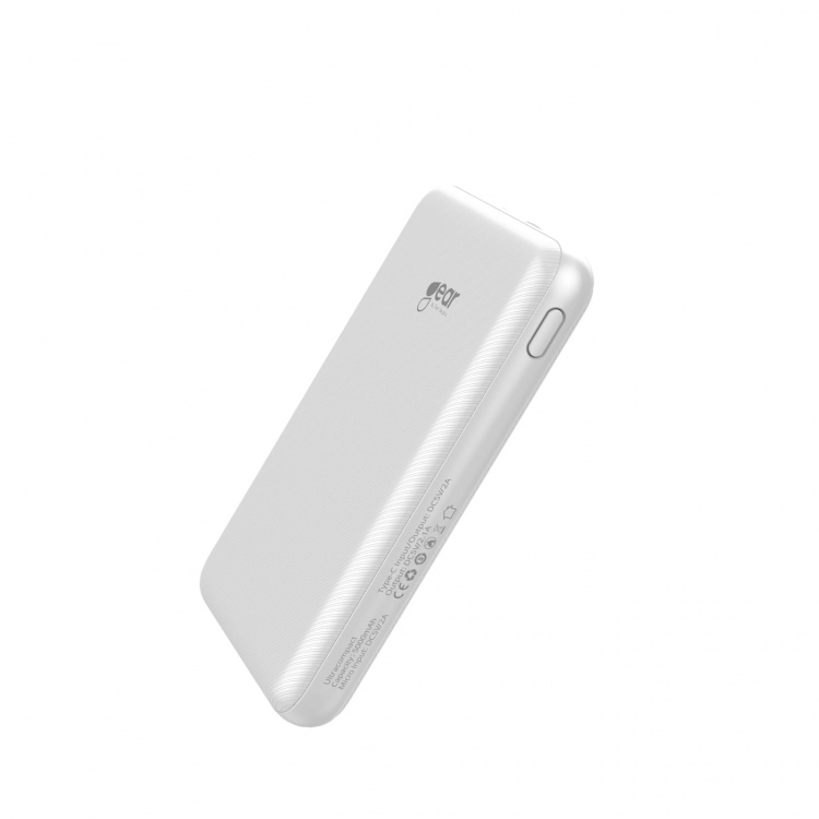 Gear Powerbank 5000mAh LiPolymer Ultracompact 2A 1xUSB-C 2xUSB-A 1xMicroUSB Hvid