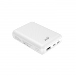 Gear Powerbank 10.000mAh LiPolymer Ultracompact 2.1A 1xUSB-C 1xUSB-A 1xMicroUSB Hvid