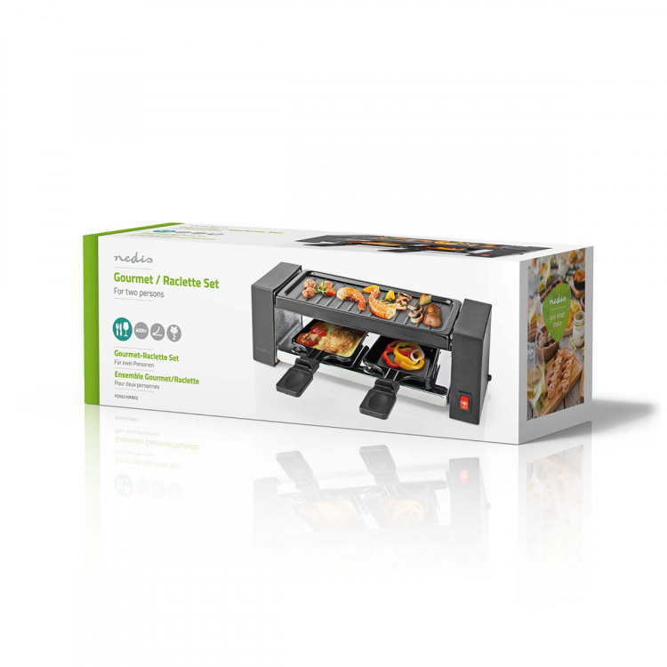 Nedis Gourmet / Raclette | Grill | 2 Personer | Spatel | Non-stick belægning | Rektangel