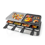 Nedis Gourmet / Raclette | Grill / Sten | 8 Personer | Spatel | Indstilling af temperatur | Non-stick belægning | Rektangel