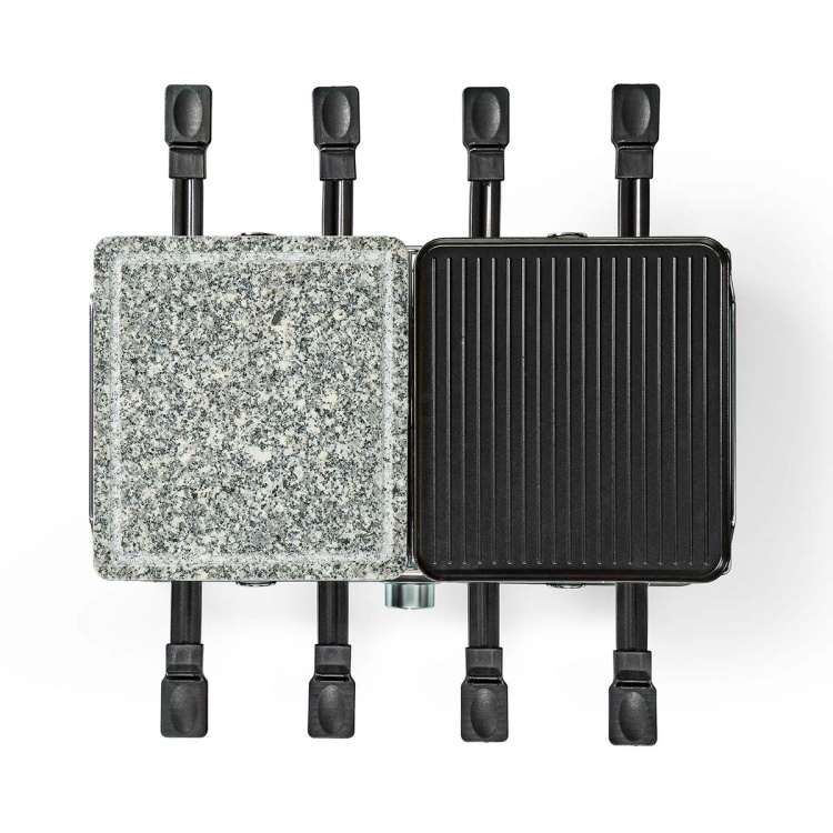 Nedis Gourmet / Raclette | Grill / Sten | 8 Personer | Spatel | Indstilling af temperatur | Non-stick belægning | Rektangel