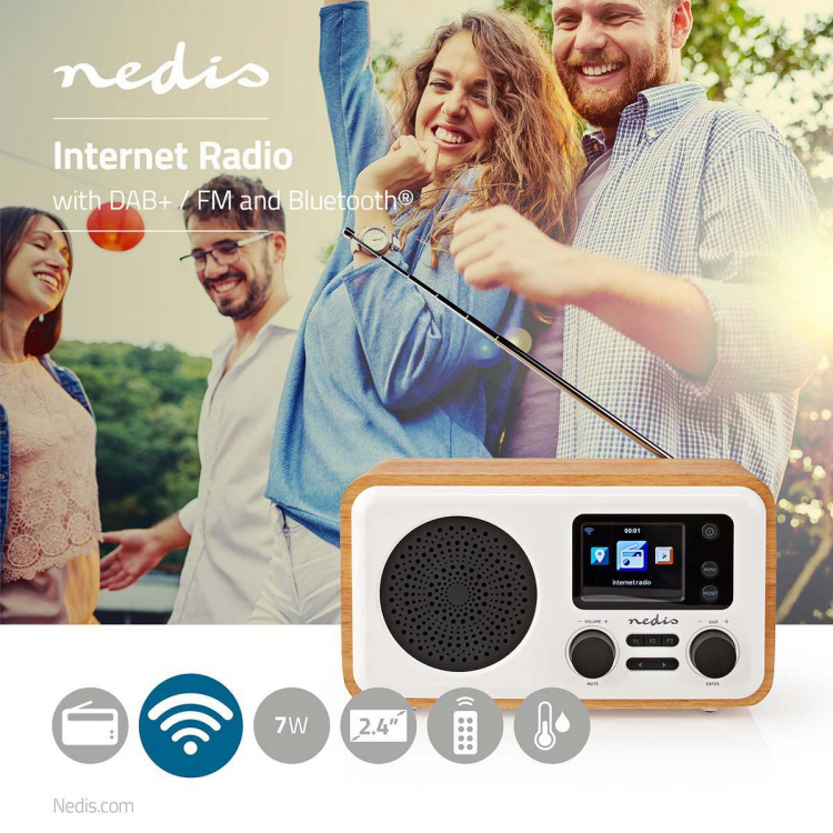 Nedis Internet Radio | Borddesign | Bluetooth® / Wi-Fi | DAB+ / FM / Internet | 2.4 