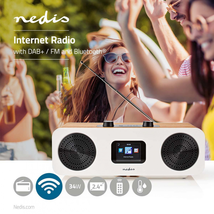 Nedis Internet Radio | Borddesign | Bluetooth® / Wi-Fi | DAB+ / FM / Internet | 2.4 