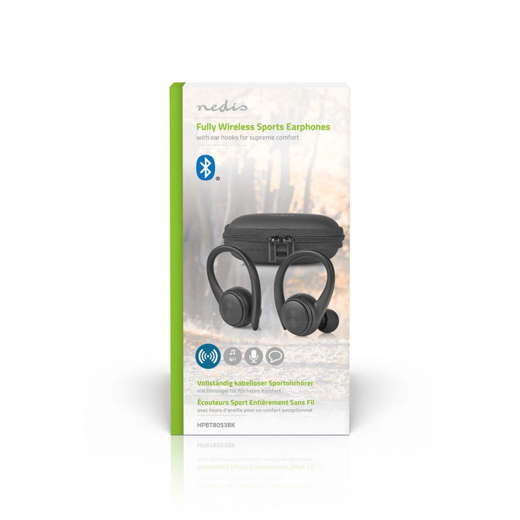 Nedis Fuldt Trådløse hovedtelefoner | Bluetooth® | Maksimal batteritid: 4 timer | Truk kontrol | Opladningsholder | Indbygget mikrofon | Understøtter stemmestyring | Ear hooks | Sort