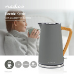 Nedis Elkedel | 1.7 l | Soft-Touch | Grå | Drejelig 360 grader | Skjult varmeelement | Strix®-controller | Beskyttelse mod kogetørring