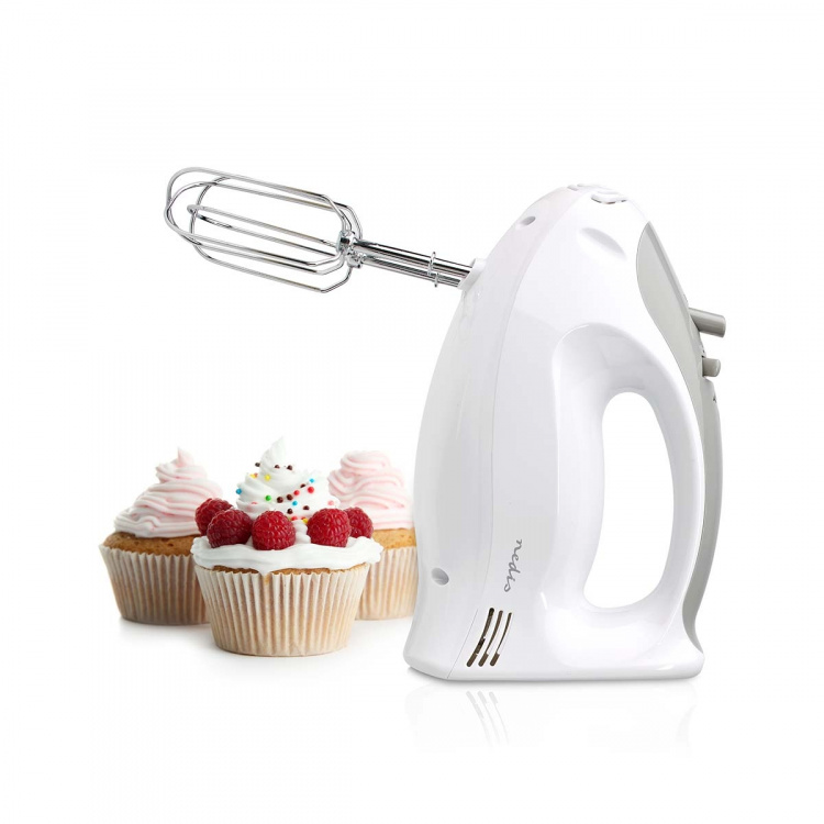 Nedis Hand Mixer | 200 W | 5-hastighedsindstilling | Turbo-funktion | 2 dejkroge / 2 piskeris | Grå / Hvid