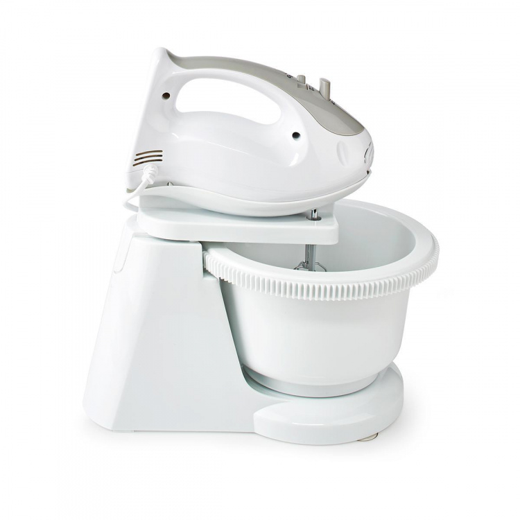Nedis Hand Mixer | 200 W | 5-hastighedsindstilling | Turbo-funktion | Drejeskål / 2 dejkroge / 2 piskeris | Grå / Hvid