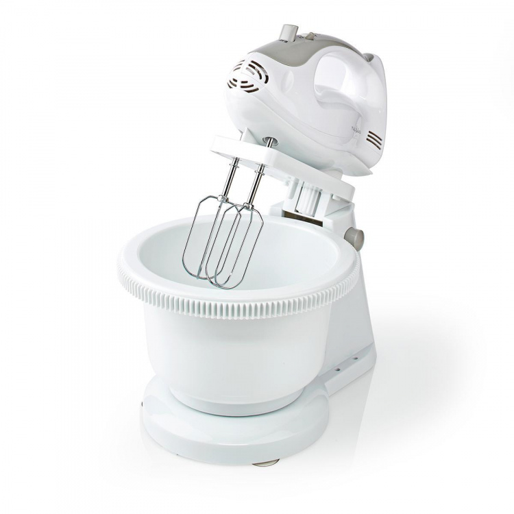 Nedis Hand Mixer | 200 W | 5-hastighedsindstilling | Turbo-funktion | Drejeskål / 2 dejkroge / 2 piskeris | Grå / Hvid