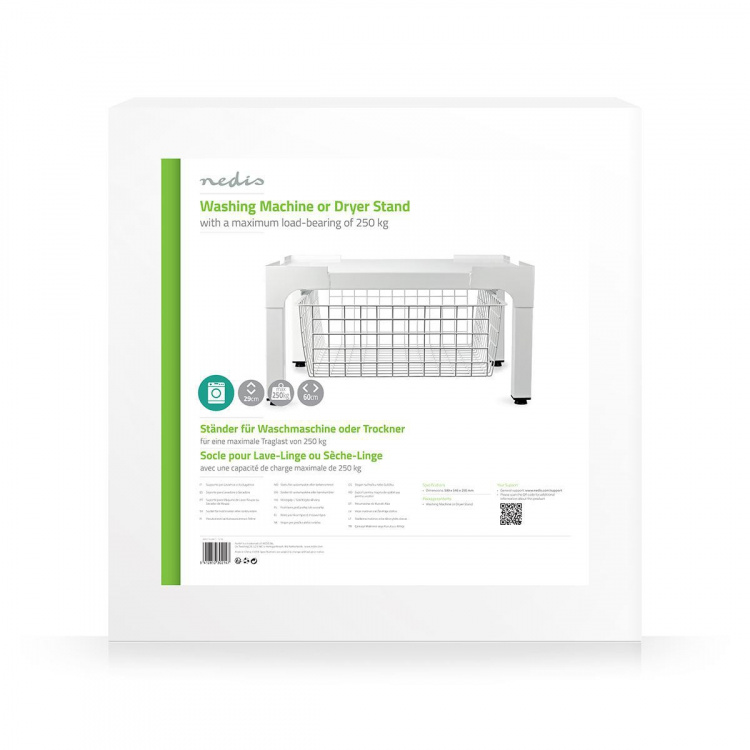 Nedis Stativ til vaskemaskine og tørretumbler | Trådkurv | 200 kg | Hvid