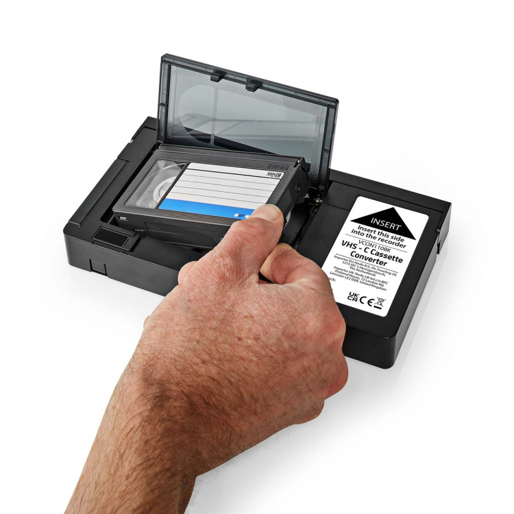 Nedis VHS Converter | Konvertering: VHS-C til VHS | Plug and play | Sort