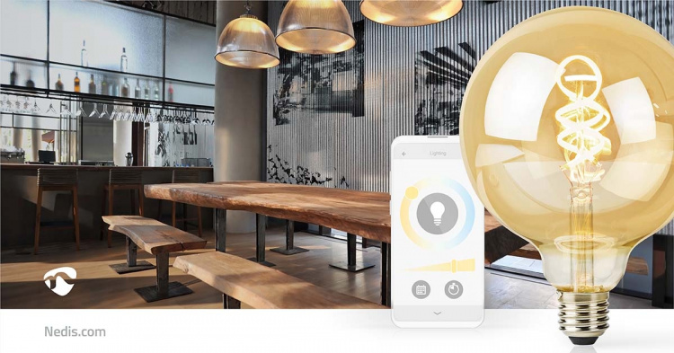 Nedis SmartLife LED Glødepære | E27 | 360 lm | 4.90 W | Varm til kølig hvid | 1800 - 6500 K | Glas | Android™ / IOS | Globe | 1 stk