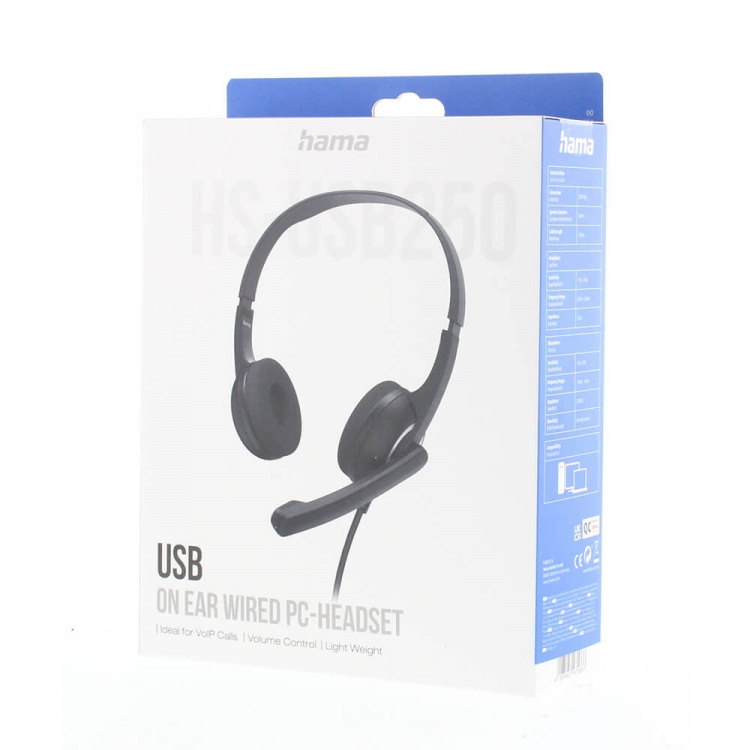 Hama Headset PC Office Stereo On-Ear HS-USB250 V2 Sort
