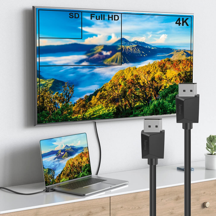 Hama Kabel DisplayPort 1.2 Ultra-HD 4K 1.5m Sort