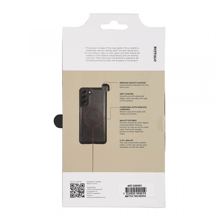 Buffalo Wallet Læder Til 3 kort Samsung S21FE 5G Sort