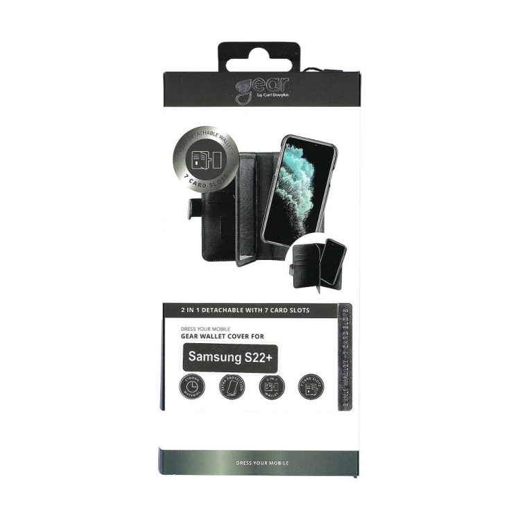 Gear Wallet 2-i-1 7 Kortrum Sort - Samsung S22+
