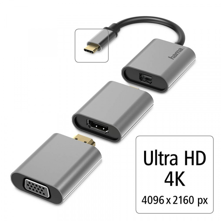 Hama Video Adapter Sæt 6i1 USB-C Mini-DisplayPort HDMI VGA Hama Video Adapter Sæt 6i1 USB-C Mini-DisplayPort HDMI VGA