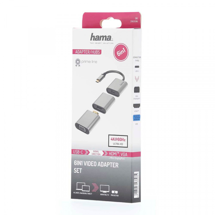 Hama Video Adapter Sæt 6i1 USB-C Mini-DisplayPort HDMI VGA Hama Video Adapter Sæt 6i1 USB-C Mini-DisplayPort HDMI VGA