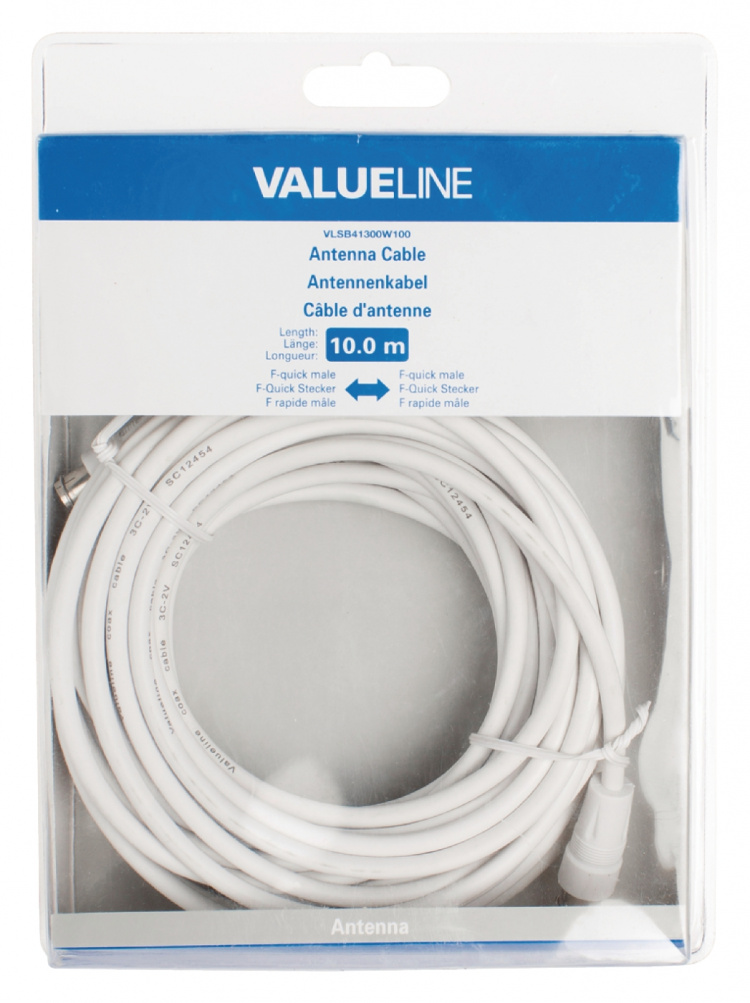 Valueline Antennekabel F-Han Quick - F-Han Quick 10.0 m Hvid