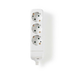 Nedis Udvidelse Socket | Stikprop med sidebens jord / Type F (CEE 7/7) | 3-vejs | 3680 W | 16 A | Slags jordforbindelse: Sidekontakter | 230 V AC 50/60 Hz | Kontakt Vinkel: 45 ° | Uden Kabel | Hvid