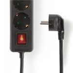 Nedis Udvidelse Socket | Stikprop med sidebens jord / Type F (CEE 7/7) | 3-vejs | 1.50 m | 3680 W | 16 A | Slags jordforbindelse: Sidekontakter | 230 V AC 50/60 Hz | Kontakt Vinkel: 45 ° | H05VV-F 3G1.5mm² | Indbygget on/off-knap (tænd/sluk) | Sort