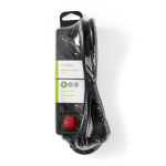 Nedis Udvidelse Socket | Stikprop med sidebens jord / Type F (CEE 7/7) | 3-vejs | 1.50 m | 3680 W | 16 A | Slags jordforbindelse: Sidekontakter | 230 V AC 50/60 Hz | Kontakt Vinkel: 45 ° | H05VV-F 3G1.5mm² | Indbygget on/off-knap (tænd/sluk) | Sort