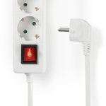 Nedis Udvidelse Socket | Stikprop med sidebens jord / Type F (CEE 7/7) | 3-vejs | 1.50 m | 3680 W | 16 A | Slags jordforbindelse: Sidekontakter | 230 V AC 50/60 Hz | Kontakt Vinkel: 45 ° | H05VV-F 3G1.5mm² | Indbygget on/off-knap (tænd/sluk) | Hvid