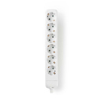 Nedis Udvidelse Socket | Stikprop med sidebens jord / Type F (CEE 7/7) | 6-vejs | 3680 W | 16 A | Slags jordforbindelse: Sidekontakter | 230 V AC 50/60 Hz | Kontakt Vinkel: 45 ° | Uden Kabel | Hvid