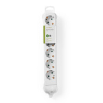 Nedis Udvidelse Socket | Stikprop med sidebens jord / Type F (CEE 7/7) | 6-vejs | 3680 W | 16 A | Slags jordforbindelse: Sidekontakter | 230 V AC 50/60 Hz | Kontakt Vinkel: 45 ° | Uden Kabel | Hvid