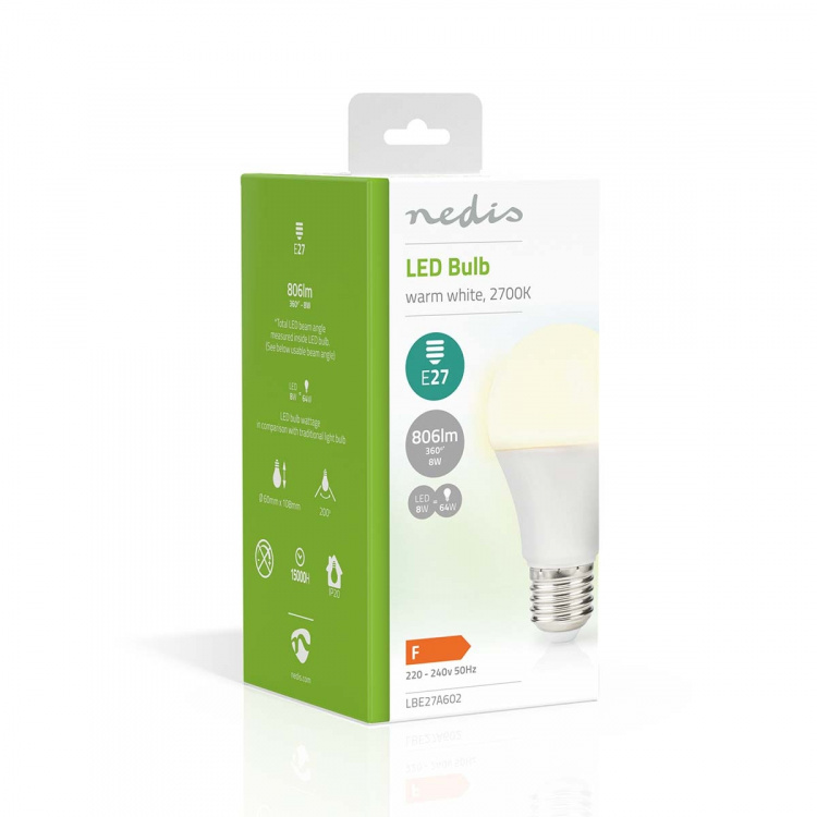 Nedis LED Pære E27 | A60 | 8.0 W | 806 lm | 2700 K | Varm Hvid | Retro stil | Frosted | 1 stk