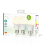 Nedis LED Pære E27 | A60 | 8.0 W | 806 lm | 2700 K | Varm Hvid | Retro stil | Frosted | 3 stk