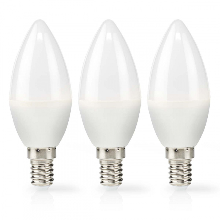 Nedis LED Pære E14 | Stearinlys | 2.8 W | 250 lm | 2700 K | Varm Hvid | Frosted | 3 stk