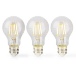 Nedis LED glødepære E27 | A60 | 7 W | 806 lm | 2700 K | Dæmpbar | Varm Hvid | Retro stil | 3 stk
