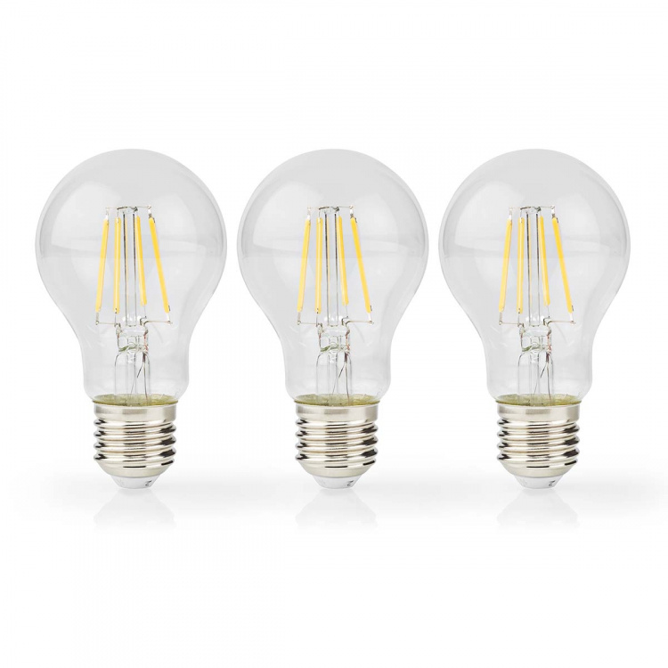 Nedis LED glødepære E27 | A60 | 7 W | 806 lm | 2700 K | Dæmpbar | Varm Hvid | Retro stil | 3 stk