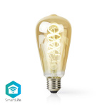 Nedis SmartLife LED Glødepære | E27 | 360 lm | 4.90 W | Varm til kølig hvid | 1800 - 6500 K | Glas | Android™ / IOS | ST64 | 1 stk