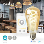 Nedis SmartLife LED Glødepære | E27 | 360 lm | 4.90 W | Varm til kølig hvid | 1800 - 6500 K | Glas | Android™ / IOS | ST64 | 1 stk
