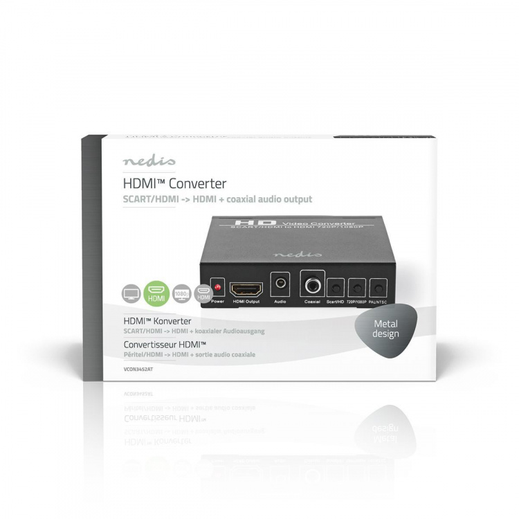 Nedis HDMI ™ Converter | SCART Female | 1x 3.5 mm sound out / 1x Digital Audio / 1x HDMI™ Output | 1-vejs | 1080p | 1.65 Gbps | Aluminium | Antracit