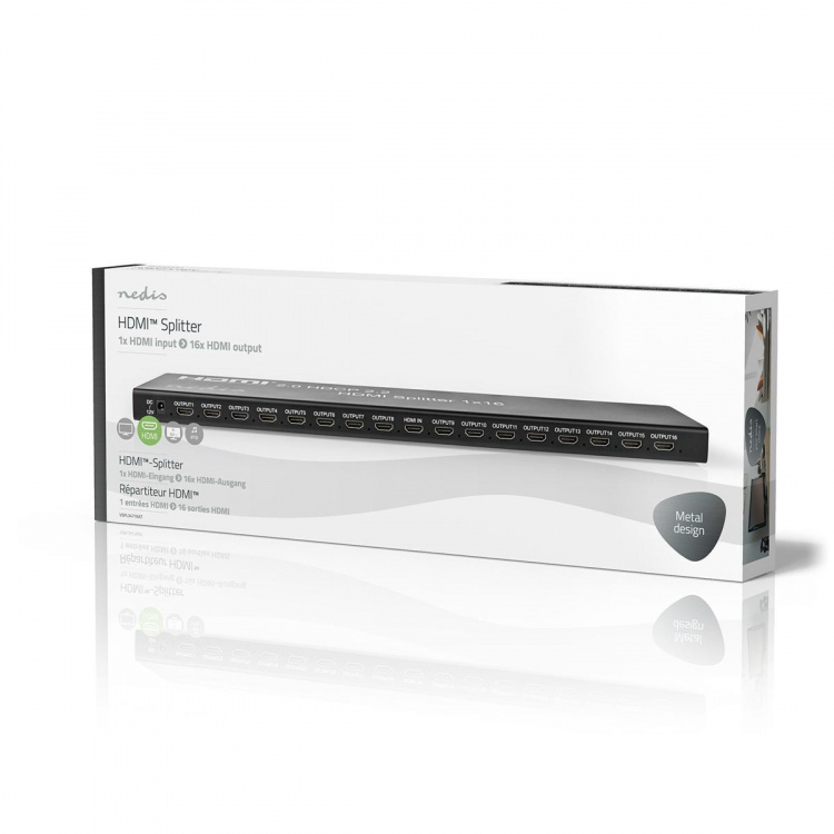Nedis HDMI ™ Splitter | 16 port(s) | USB-A Female / 16x HDMI™ Output | 4K@60Hz | 18 Gbps | Metal | Antracit