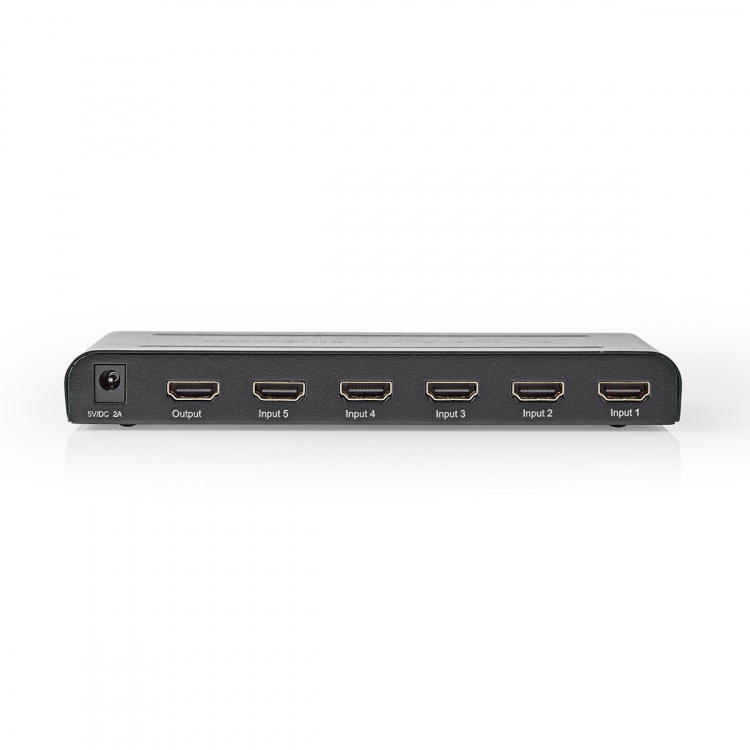 Nedis HDMI ™ switch | 5-Port port(s) | 5x HDMI™ Input | 1x HDMI™ Output | 4K@60Hz | 18 Gbps | Fjernstyret | Metal | Antracit