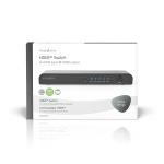 Nedis HDMI ™ switch | 5-Port port(s) | 5x HDMI™ Input | 1x HDMI™ Output | 4K@60Hz | 18 Gbps | Fjernstyret | Metal | Antracit