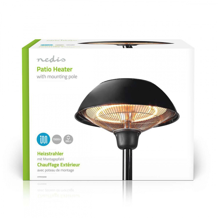 Nedis Terrassevarmer | 1500 W | 1 Heat Indstilling | Fald over beskyttelse | IP34 | Sort