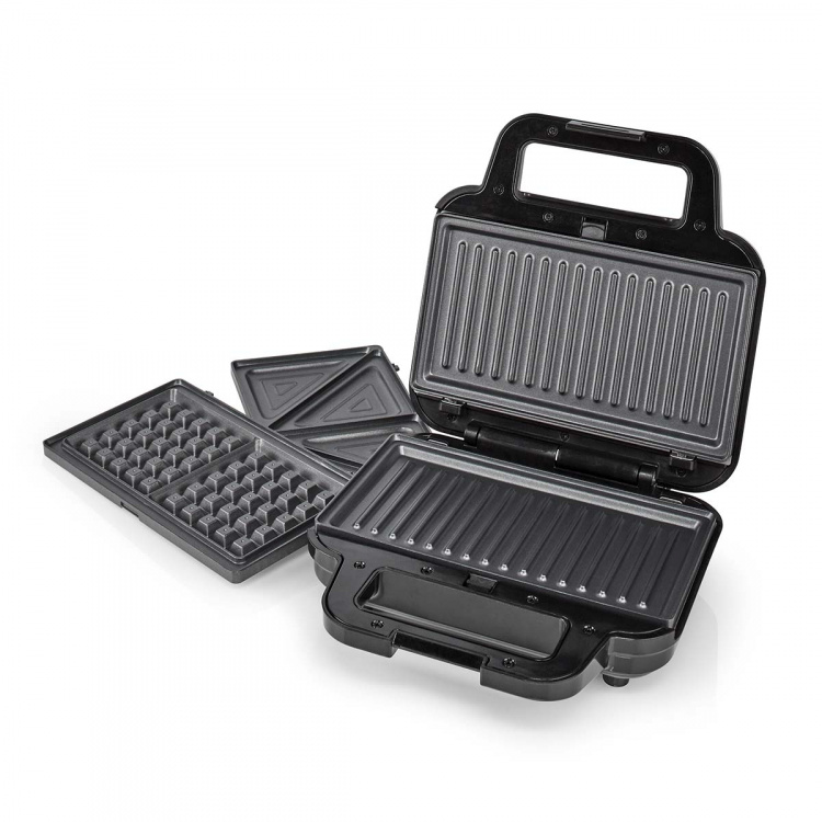 Nedis Multi Grill | Grill / Sandwich / Waffle | 700 W | 22 x 12.5 cm | Automatisk temperaturregulering | Plastik / Rustfri Stål