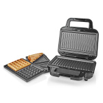 Nedis Multi Grill | Grill / Sandwich / Waffle | 700 W | 22 x 12.5 cm | Automatisk temperaturregulering | Plastik / Rustfri Stål