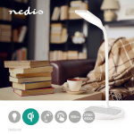 Nedis LED-lampe med trådløs oplader | Dimmer - Til produkt | LED / Qi | 10 W | Med dæmpning | Cool Hvid / Naturlig Hvid / Varm Hvid | 2700 - 6500 K