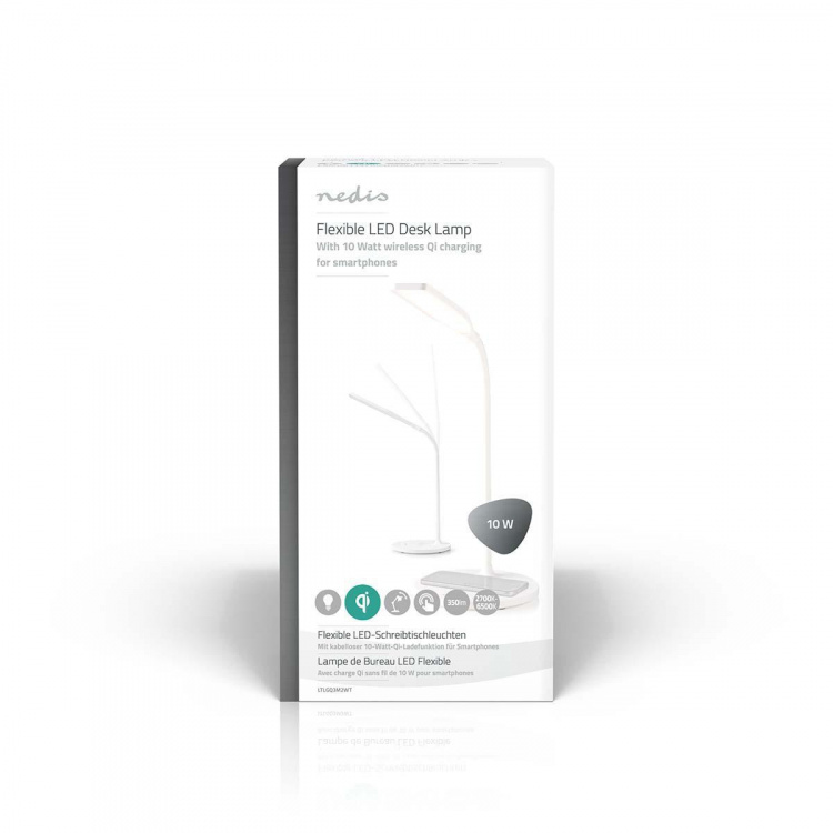 Nedis LED-lampe med trådløs oplader | Dimmer - Til produkt | LED / Qi | 10 W | Med dæmpning | Cool Hvid / Naturlig Hvid / Varm Hvid | 2700 - 6500 K