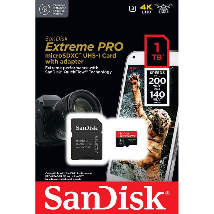 SanDisk MicroSDXC Extreme Pro 1TB 200MB/s A2 C10 V30 UHS-I SanDisk MicroSDXC Extreme Pro 1TB 200MB/s A2 C10 V30 UHS-I